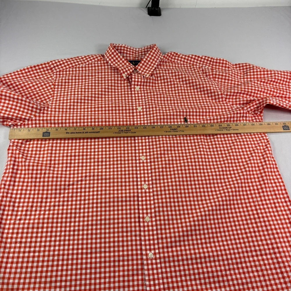 Polo Ralph Lauren Shirt Men 2XLT Tall Orange Button Up Long Sleeve Formal Casual